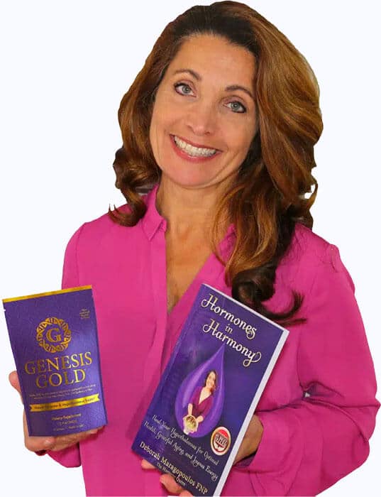 Deborah Maragopoulos Holding Genesis Gold and Book